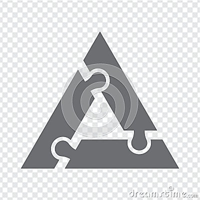 Simple icon triangle puzzle in gray. Simple icon triangle puzzle of the three elements on transparent background for your web sit Vector Illustration